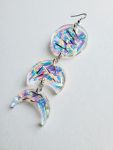Load image into Gallery viewer, *Pre-Order* 3 Tier Holographic Moon Phases Earrings
