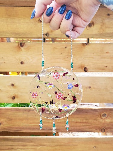 Beaded and Real Flowers Resin Wall Hanging Wari:so:se x Birch Trail