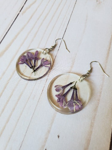 Purple Lilac Small Round Earrings