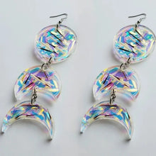 Load image into Gallery viewer, *Pre-Order* 3 Tier Holographic Moon Phases Earrings
