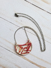 Load image into Gallery viewer, Red Flower Waxing Gibbous Moon Necklace
