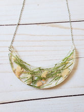 Load image into Gallery viewer, Sweetgrass and Peach Moonstone Moon Statement Necklace
